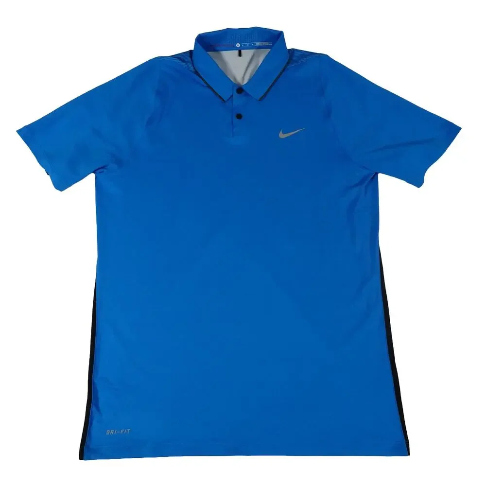 Tiger Woods Nike Performance Vented Striped Back Golf Polo Men's Medium